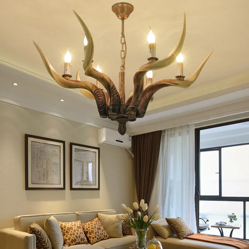 

KARLOS Deer Antler Chandelier American Retro Creative Restaurant Clothing StoreLiving Room Bar Cafe Homestay Pendant light