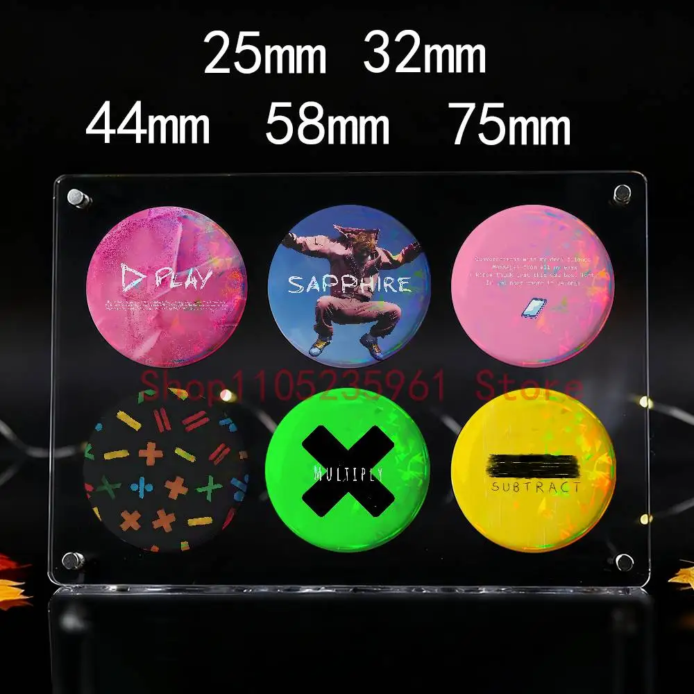 

E-Ed S-Sheeran Play Badges 25 32 44 58 75 mm Round Cosplay Pin Fans Collect Friends Gifts Brooch Souvenir Custom