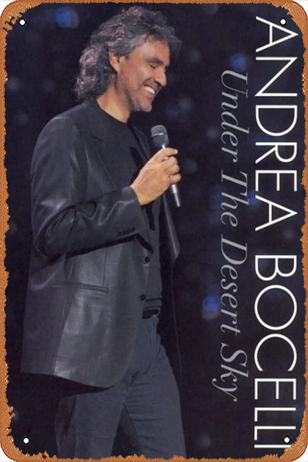 Muecddoa Vintage Music Metal Tin Signs Andrea Bocelli: Under the Desert Sky (2006) Retro Plaque Funny Poster for Home Musical Ba