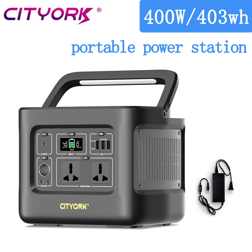 Portable Power Station 400W Portable Power Station AC Outlets Solar Generator for Home Backup Outdoor Camping Emergency Lighting