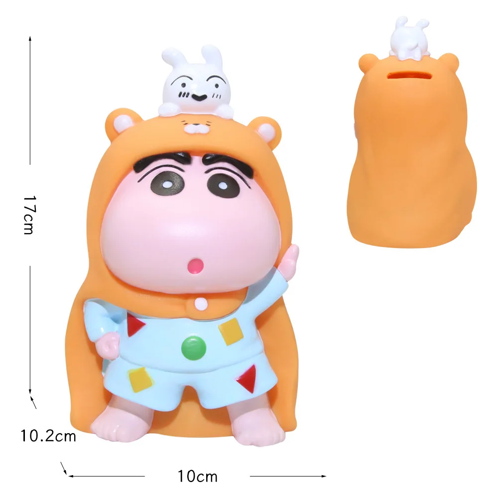 New 17cm Anime Crayon Shin-chan Pajama and Cloak Dress Up Action Figure PVC Model Statue Toys Doll Piggy bank Desk Decor Gifts