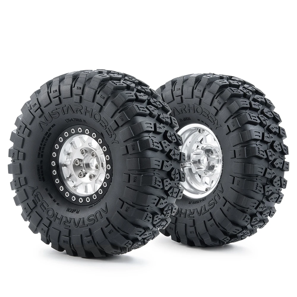 YEAHRUN 1.9 inch Aluminum Alloy Wheel Rims w/ 120mm Rubber Tires for Axial SCX10 D90 TRX-4 1/10 RC Rock Crawler Car Model Parts