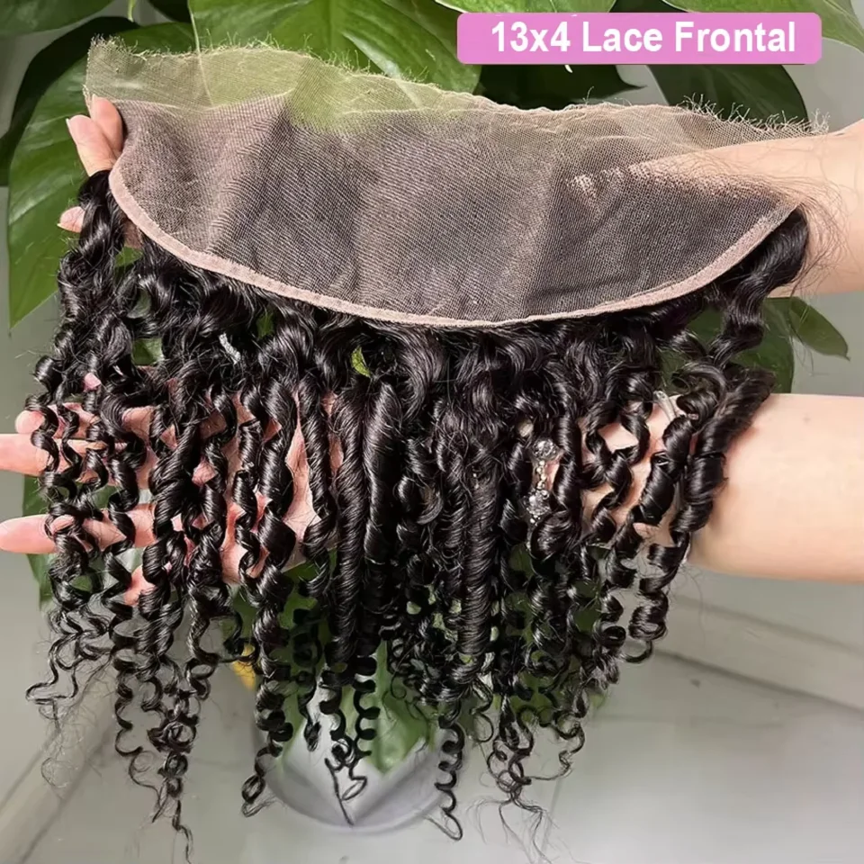 12-20Inch Pixie Curly Human Hair 13x4 Lace Frontal Hd Lace Closure Brazilian Pixie Curly 4X4 Transparent Lace Closure PrePlucked