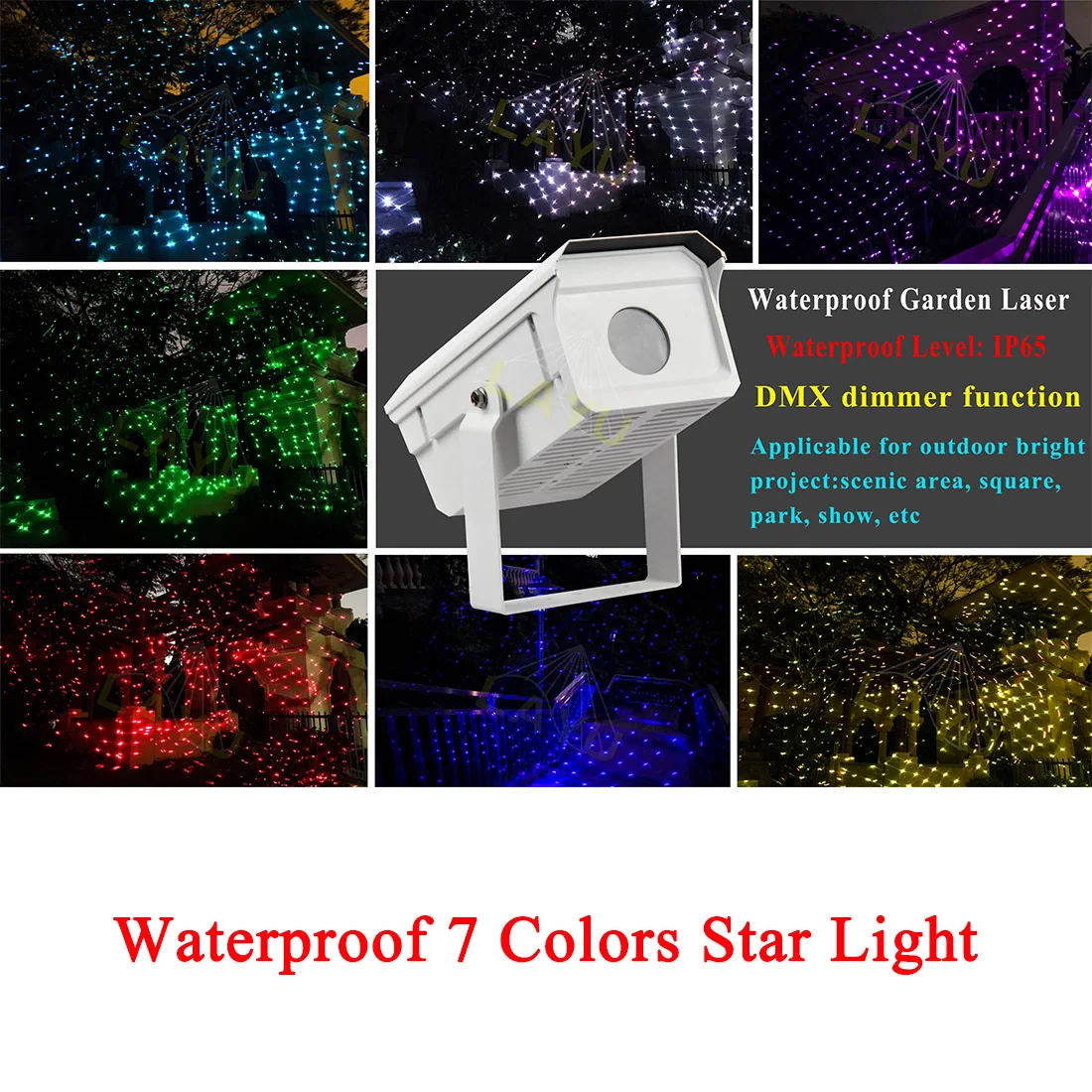 

MOKA SFX Waterproof Laser Light 7 Colors Beam Stars Effect Show Lamp for Outdoor Laser Projector for Scenic Area Square Park