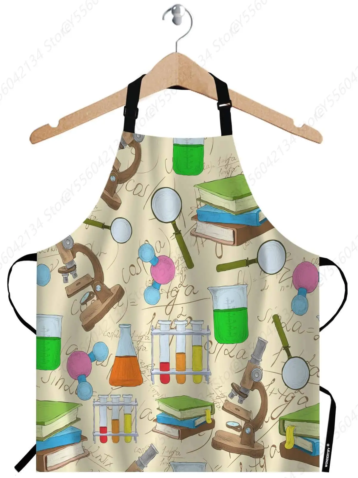 Science Education Sketch Apron,Laboratory Chemistry Book Equation Loupe Beaker …