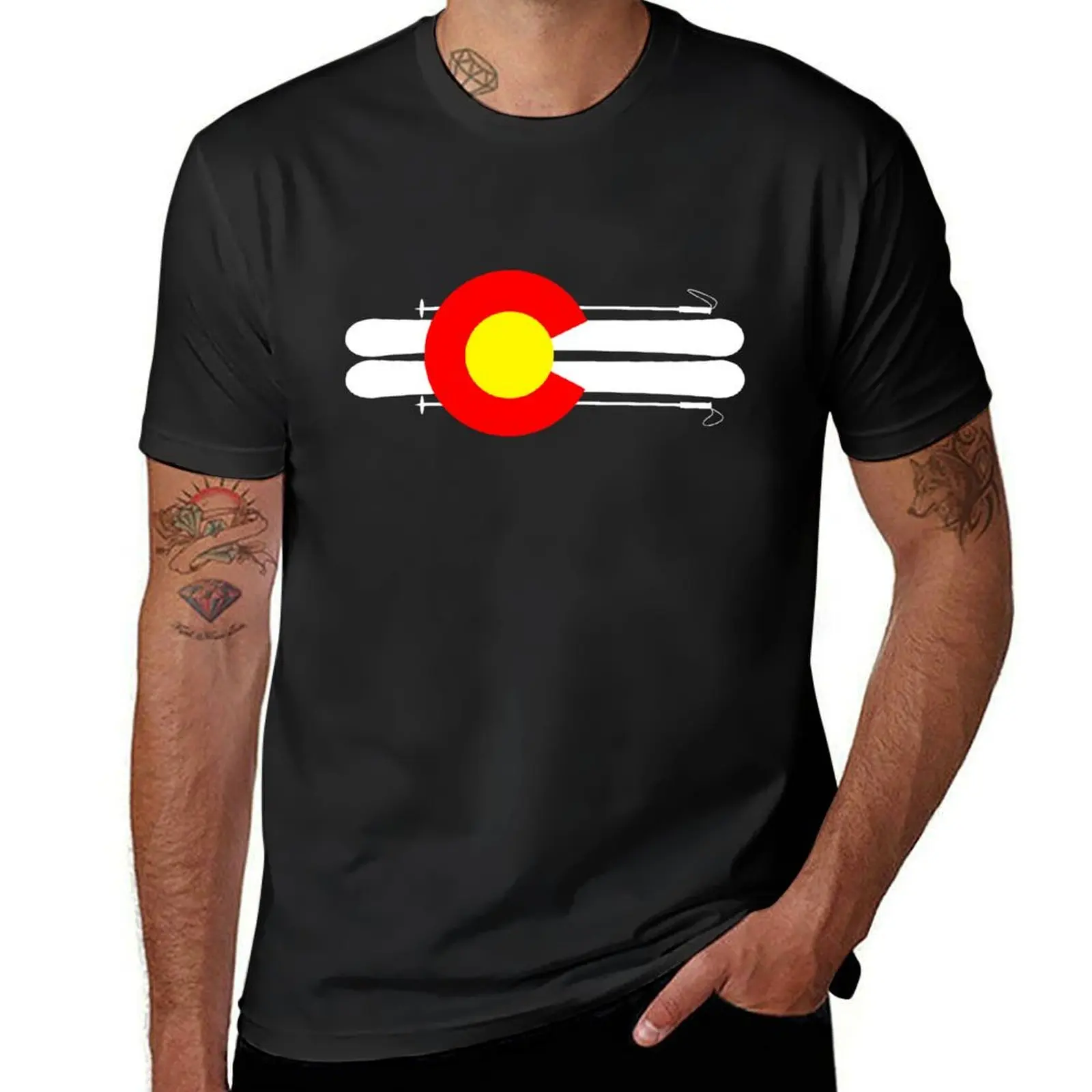 

Colorado Flag Skis T-Shirt summer tops shirts graphic tees men clothings