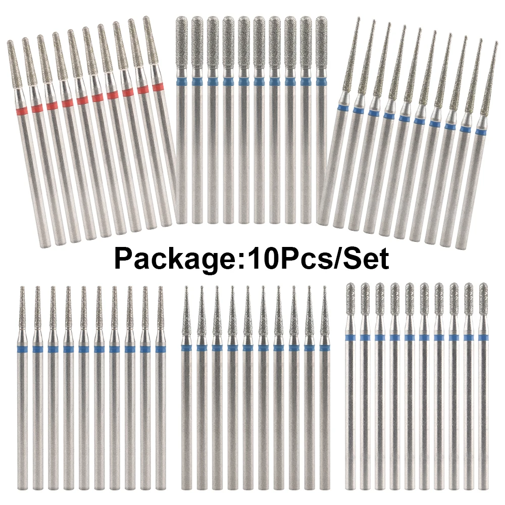 10 sztuk wiertła do paznokci zadziory diamentowe wiertła szlifierskie akcesoria do żelowego lakieru do paznokci paznokcie narzędzie artystyczne Shank rzeźba polerowanie