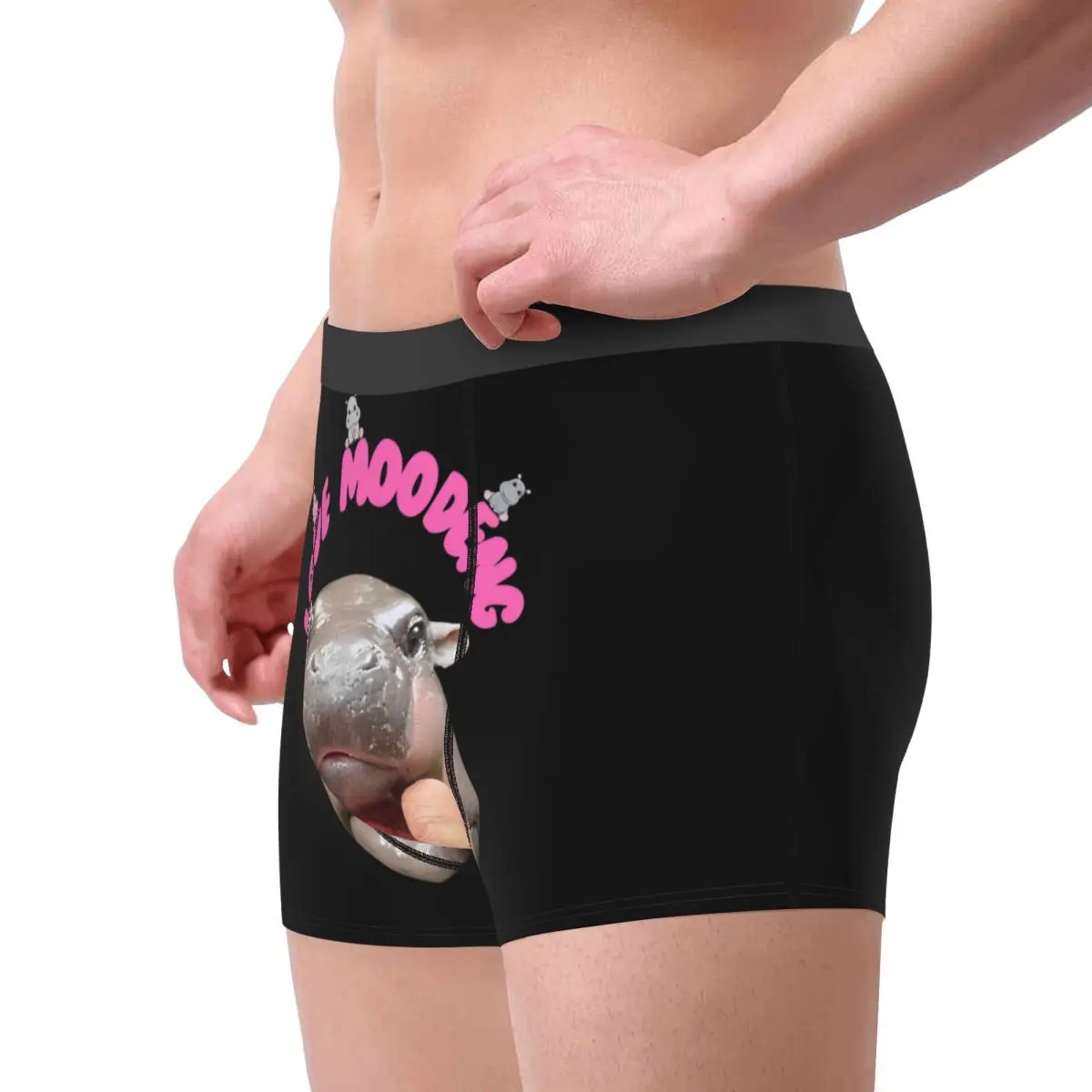 Fashion Boxer Love Moo Deng Shorts Panties Men Underwear Polyester Underpants for Homme Plus Size