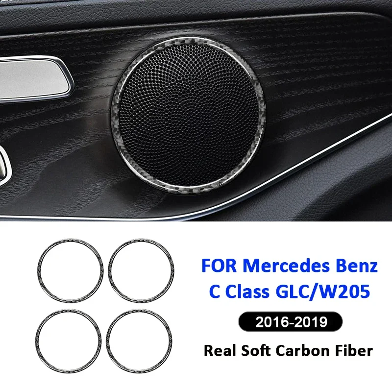 

Carbon Fiber Car Door Horn Speaker Panel Frame Decoration Sticker For Mercedes Benz 2016-2019 C Class GLC W205 Interior Parts