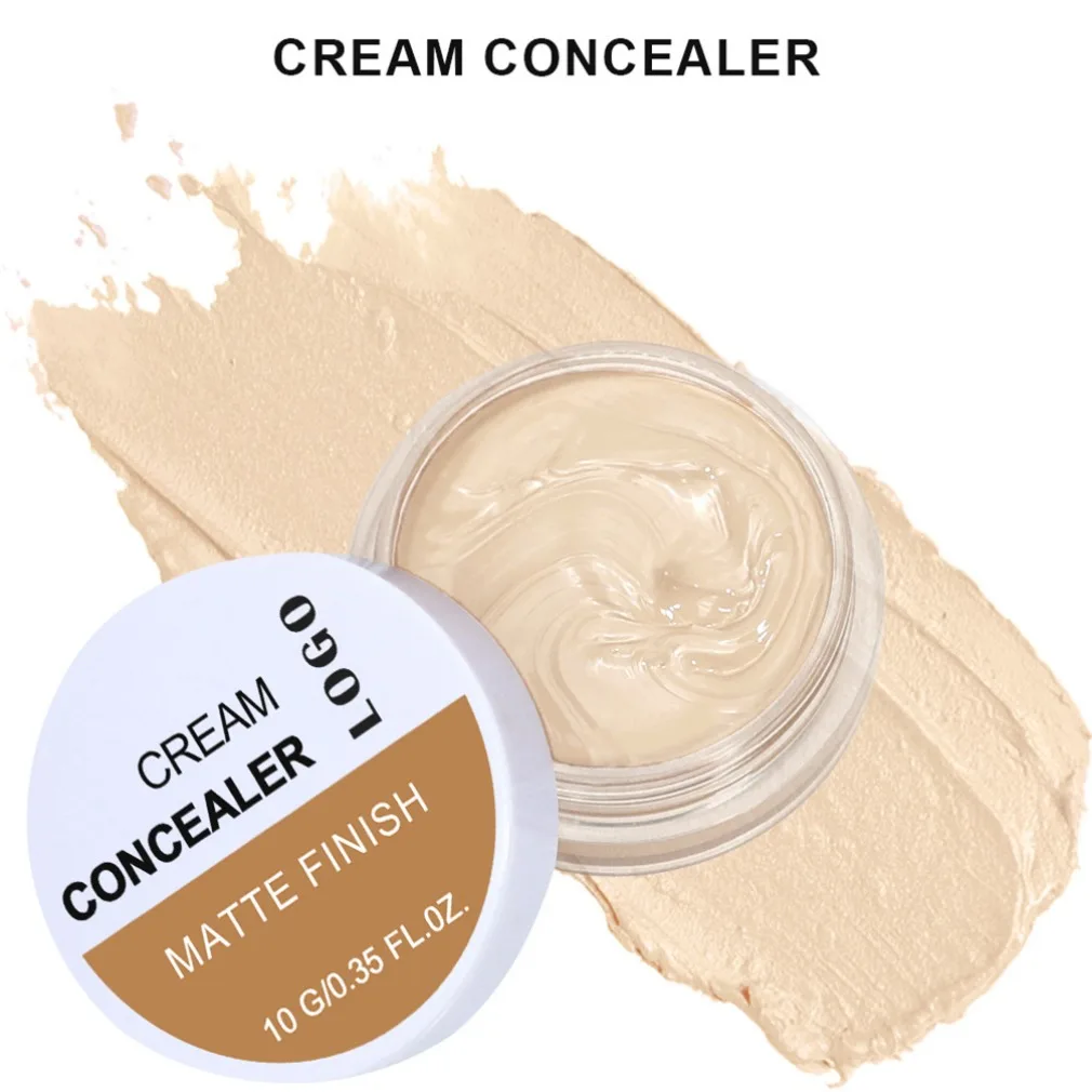 Logotipo personalizado de marca própria, frasco de plástico redondo branco, acabamento fosco, corretivo à prova d'água, cobertura total, corretivo para cicatrizes, maquiagem