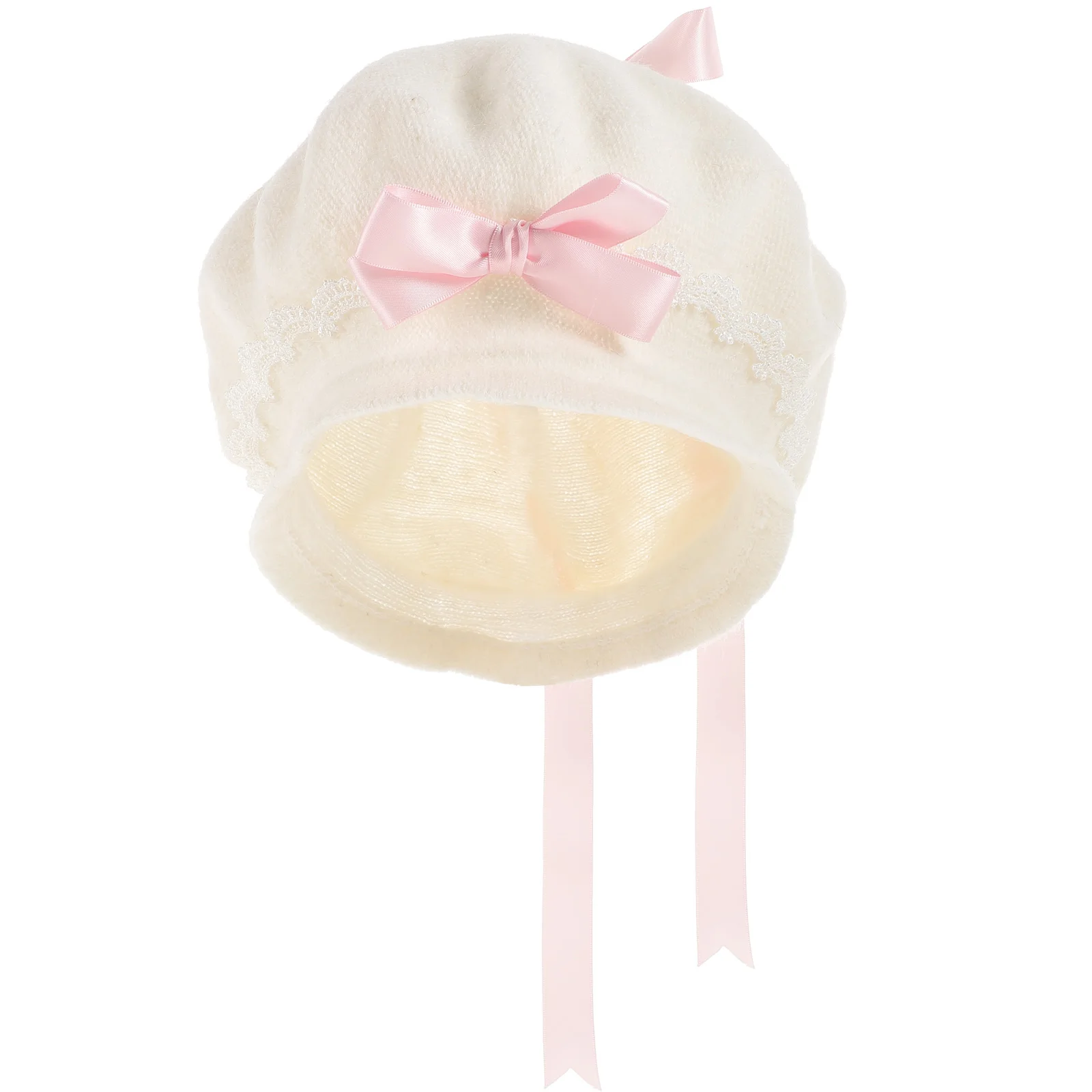 

Bow Beret for Women Girls Wool Comfortable Practical Winter Party Beige Caps Lolita Beret Accessories