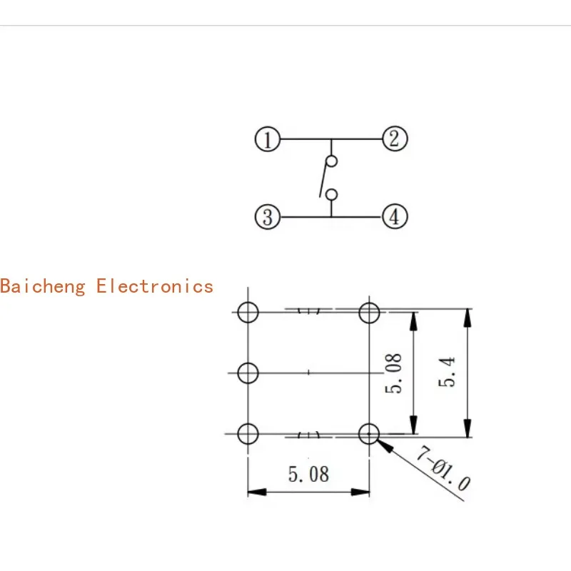 10PCS Straight insertion 4-pin square with hat button, touch button switch, micro reset, normally open type