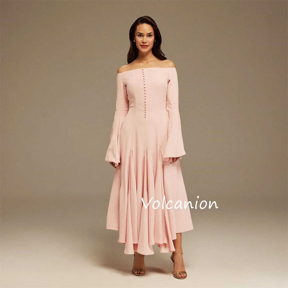 Customized Pastrol Jersey Pleat A-line Boat Neck Midi Dresses Bespoke Occasion Modern Style Classic Formal