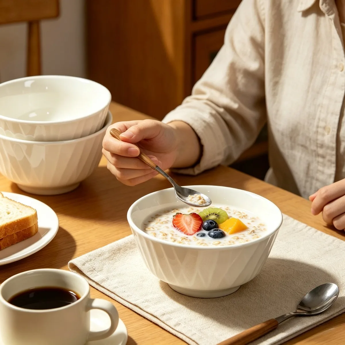 3/5 Pcs 6-Inch Multipurpose Ceramic Bowls Heat Resistant for Soup Rice Noodle Salad Cereal Dessert