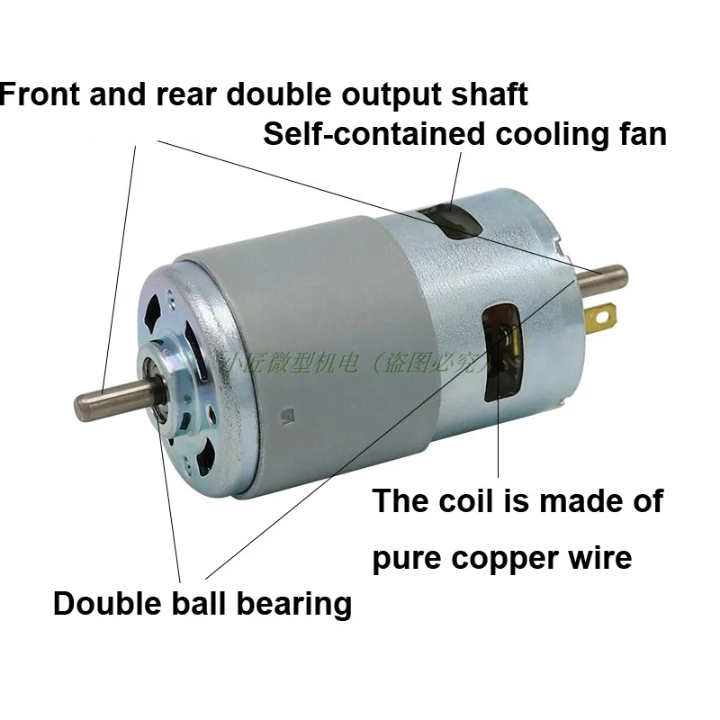 775 DC Motor 12V 24V Double Ball Bearing 288W 150W 80W High Speed 4000/6000/8000/12000rpm RS775 Large Torque Low Noise