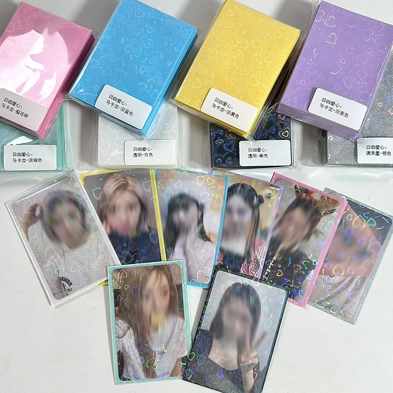 50Pcs Kpop Card Sleeves 61X91Mm Card Holder 20C Heart Bling Photocard Holder Photo Top Load Card Films Photo Cards Protector New