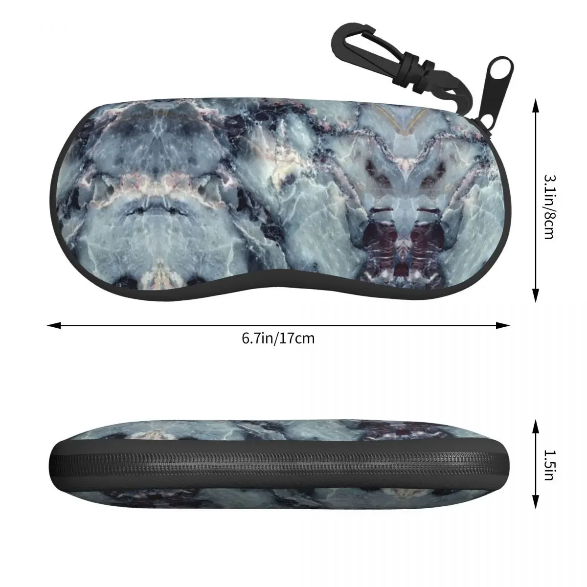 Gray Turquoise And Black Marble Art Sunglasses Soft Case Neoprene Zipper Shell Eyeglass Case Custom Protective Box For Glasses