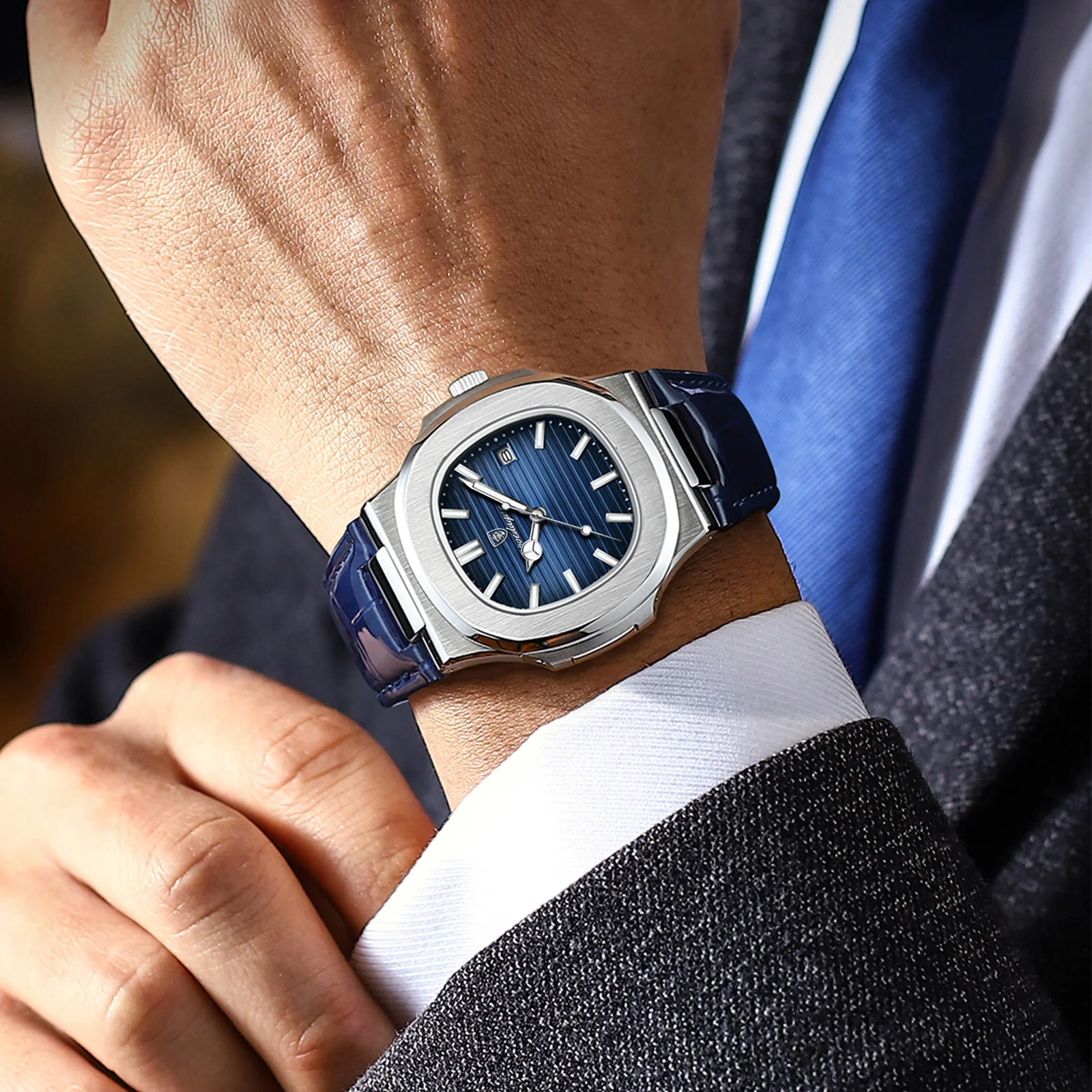 Men's Luxury Square Watch, Waterproof Luminous