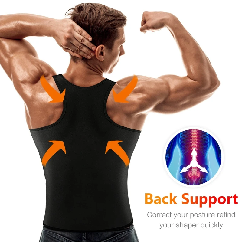 Men Corset Slimming Body Shaper Fat Burning Vest Sauna Sweat Belly Waist Trainer Sport Girdle Shirt Fitness Shapewear Underwear