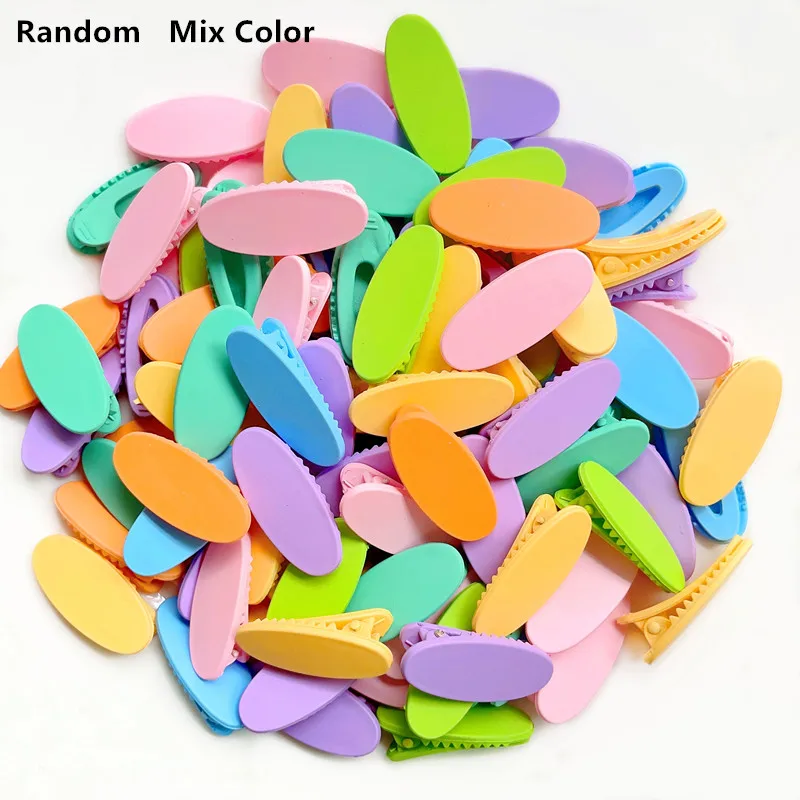 20pcs 40mm Acrylic Hairpins Colored Oval Girls Hairclip Setting Base DIY Kids Hair Clip Jewelry Making Hair Accessories