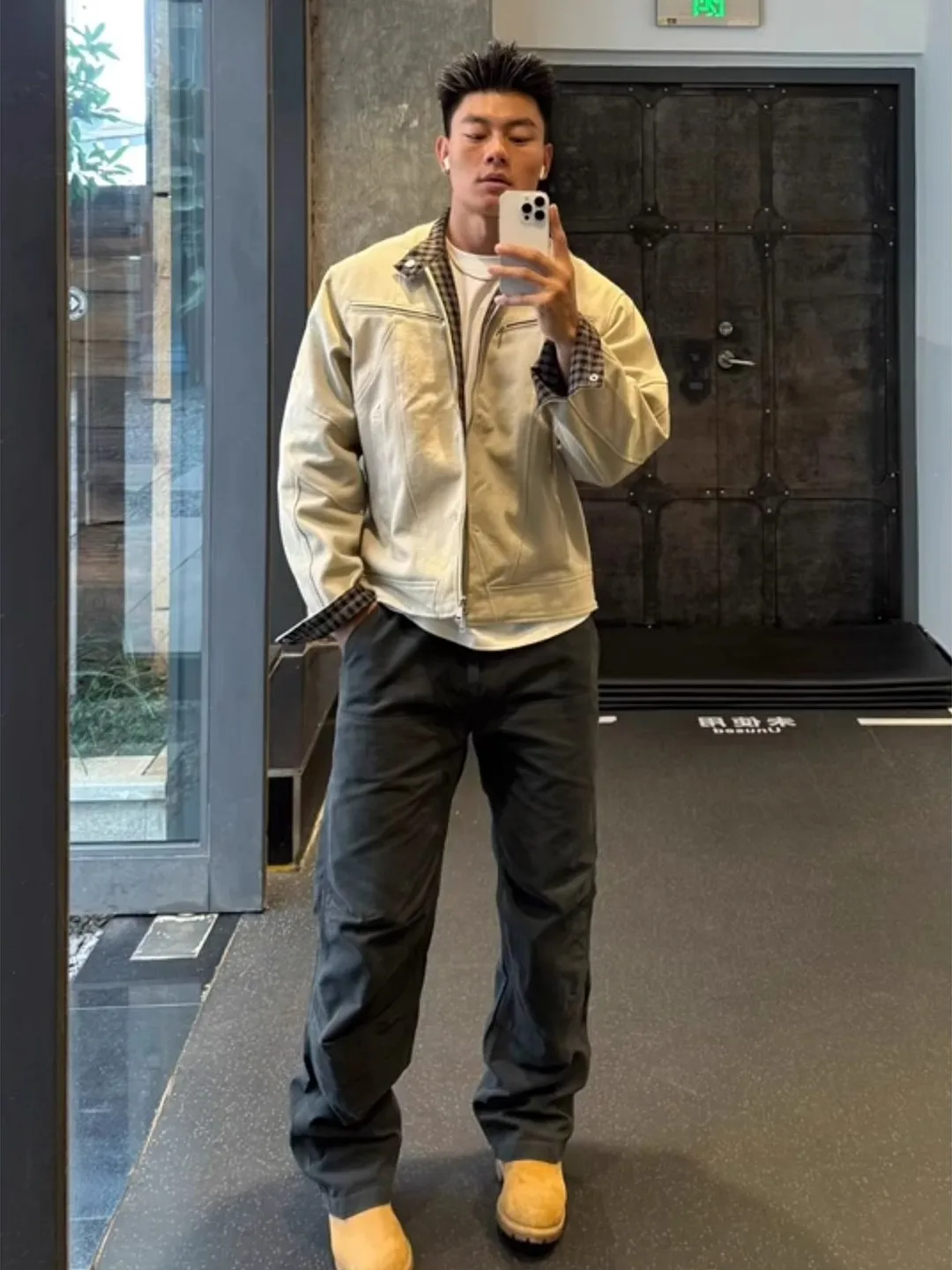 

Large Size Stand Collar Harrington Jaet Men's Autumn Waed Canvas Denim ort Sle Workwear Coat Trendy American Sle