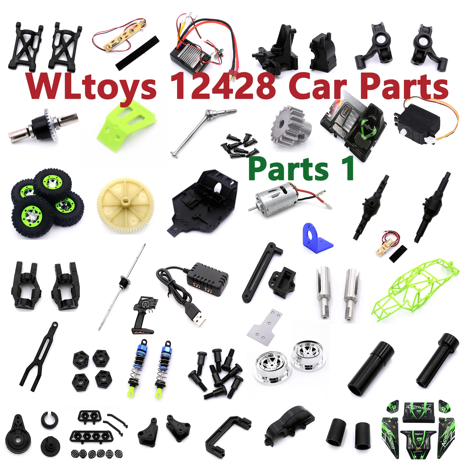 WLtoys 12428 RC Car Reduction Gear Wave Box Swing Arm Steering Gear Drive Shaft Steering Gear Hub Charger Differential Parts 1