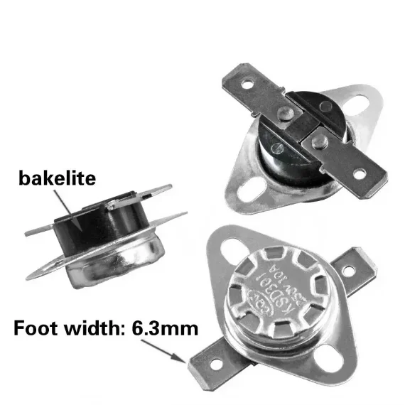 Sensor de temperatura KSD301, termostato de cerámica normalmente cerrado, interruptor de temperatura, 40/80/95/125/135/180-210 grados, 16A, 250V