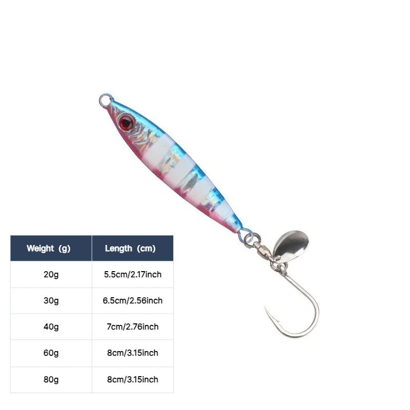 BILLINGS 1pcs Saltwater Glow-in-the-Dark Cannonball Fish Lure Fast-Sinking Slow-Retrieve Jig with Spinner and Single Hook