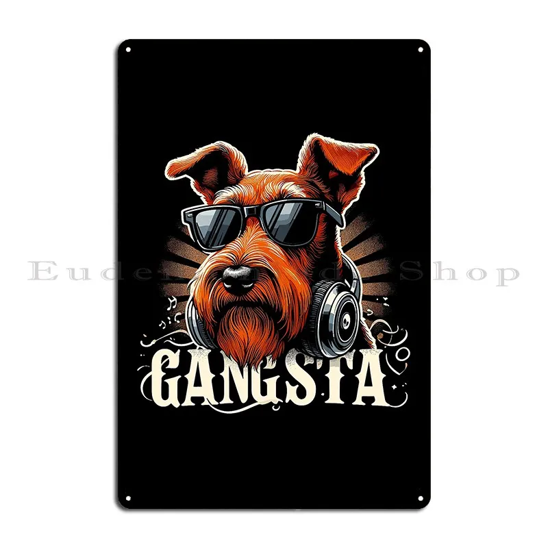 Irish Terrier Gangsta Gangster Dog Gift Metal Sign Design Club Kitchen Wall Decor Decoration Tin Sign Poster