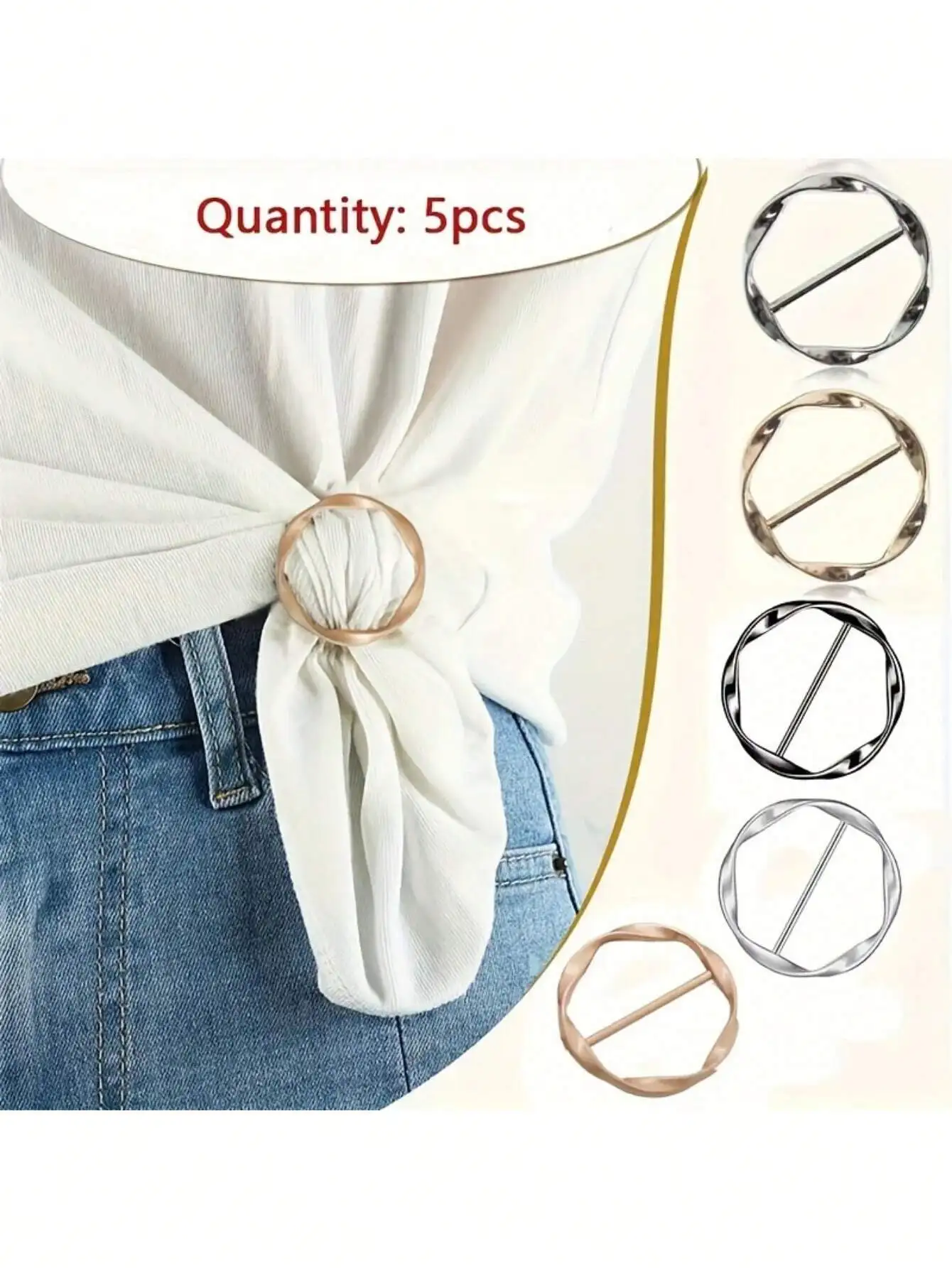 

5Pcs Alloy Clothing Buckles T-Shirt Waist Corner Knot Buckle