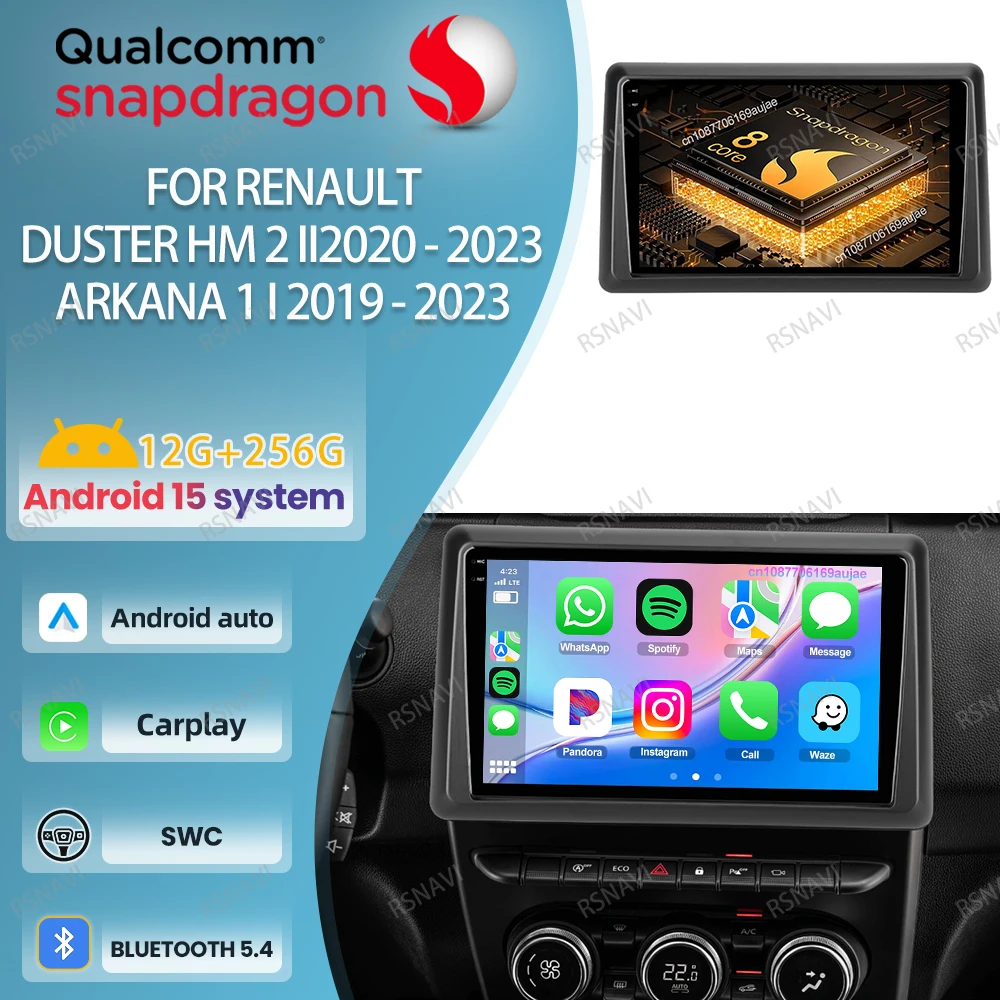 

Car Radio Android 15 For Renault Duster HM 2 2020-2023 Arkana 1 2019-2023 BT QLED Stereo Multimedia Qualcomm DSP Viedo Player