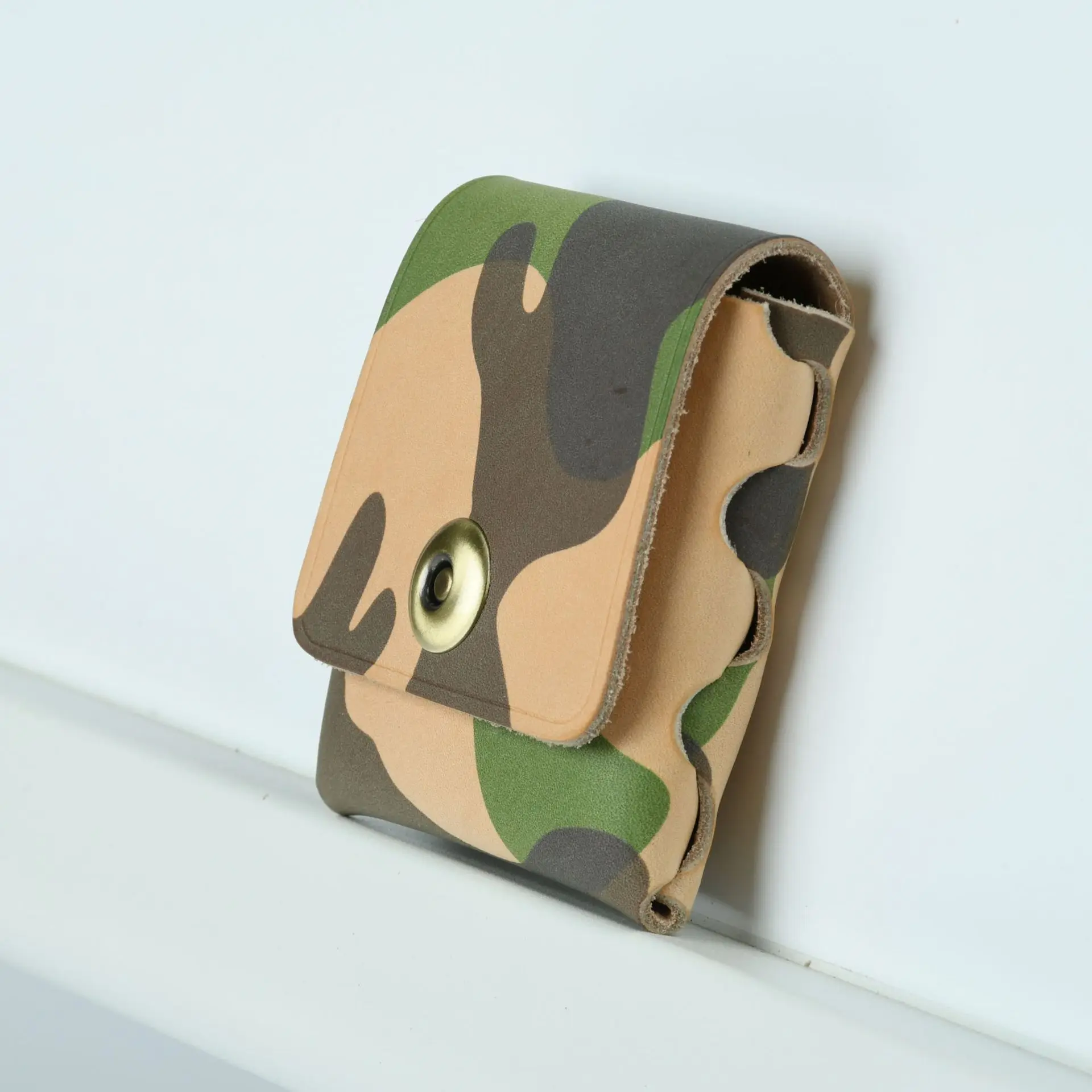 محفظة صغيرة للعملات المعدنية، مشبك مموه، حقيبة تخزين لسماعات الأذن، حقيبة تغيير غير رسمية من الجلد المدبوغ بالخضروات للاستخدام اليومي