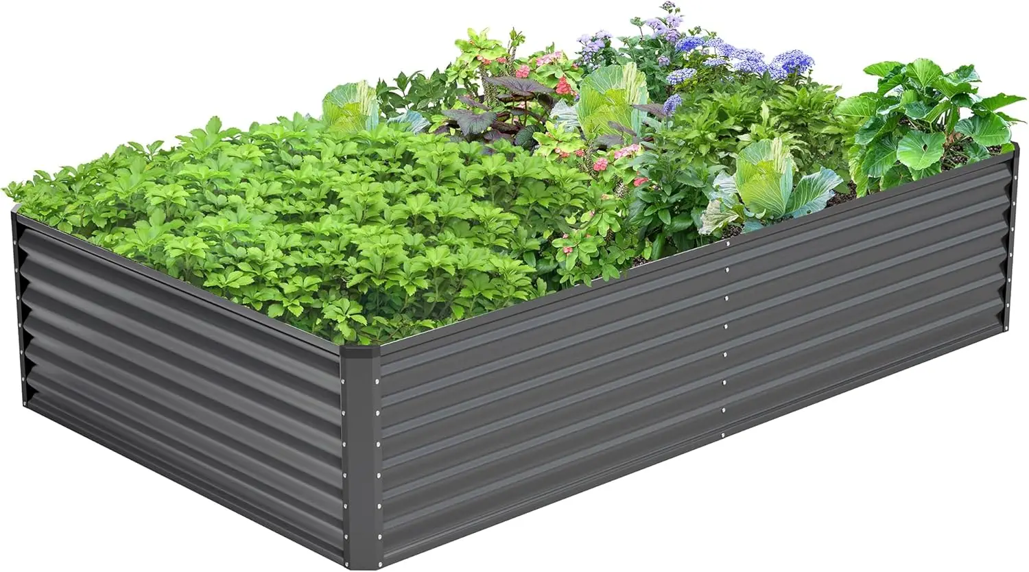 8x4x2FT Galvanized Raised Garden Bed,Galvanized Planter Boxes Outdoor, Large Metal Raised Garden Beds for Vegetables-Grey