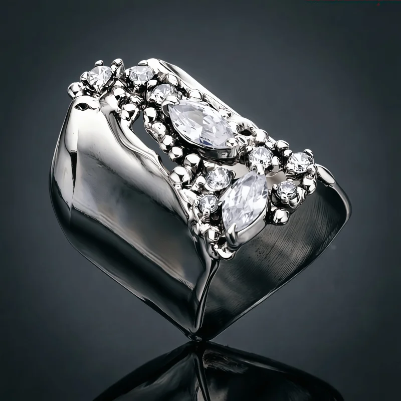 Fashionable, atmospheric, irregular design, hollow out wide face ring, party dress, wedding ring, give her or his holiday gift