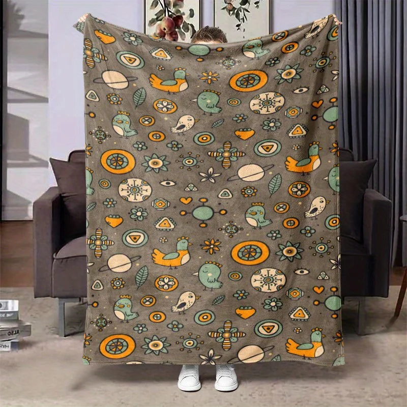 

Modern Geometric Art Blanket Reversible Flannel Throw for Contemporary Decor AllSeason Comfort Bold Pattern Gift