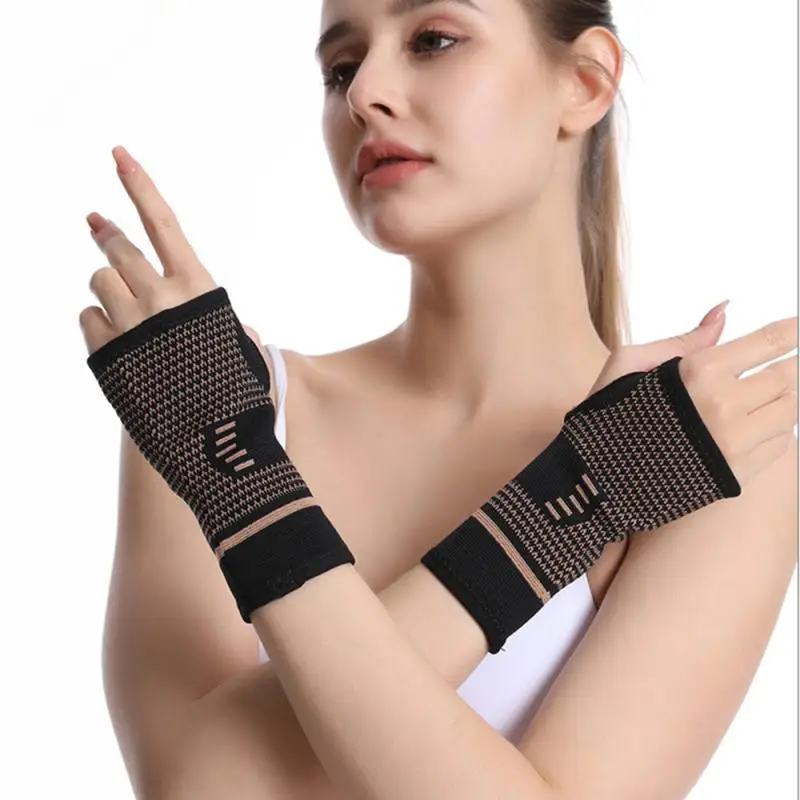 1~10PCS Copper Professional Wristband Sports Compression Wrist Guard Arthritis Brace Sleeve Support Elastic Palm Hand Glove