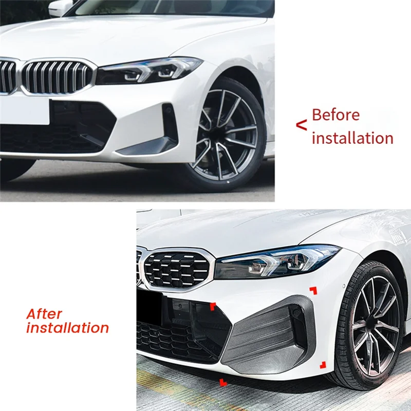 

Lasting Car Front Bumper Light Frames Spoiler Racing Grille Cover For BMW 3 Seres G20 G21 LCI M Sport 2023+ ABS,A Accessories