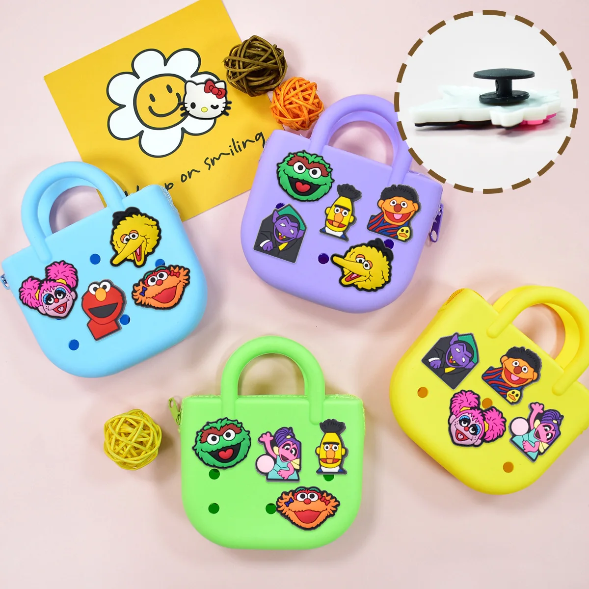 13Pcs Popular Cute Sesame Character Shoe Charms For Slides Sandals DIY Custom Accessories Unisex Shoe Ornaments Cartoon Decor
