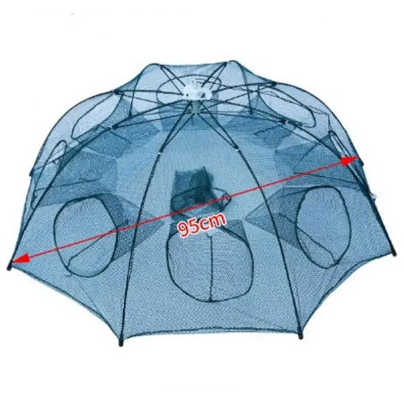 4/6/8/10/12/16/20 Holes Folded Portable Hexagon Fishing Net Crayfish Fish Automatic Trap Shrimp Carp Catcher Cages Mesh Nets Cra