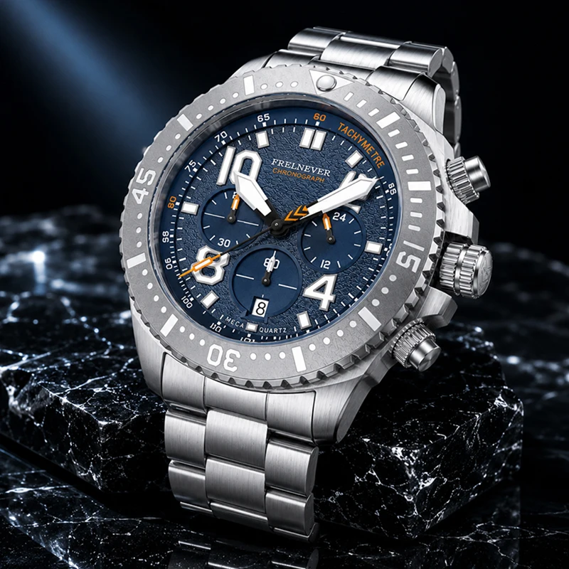 

FEELNEVER Men Watch Fashion Sapphire Diver Watch Men Waterproof 316L Stainless Steel TMI VD53 Movement Quartz Wristwatch Clock
