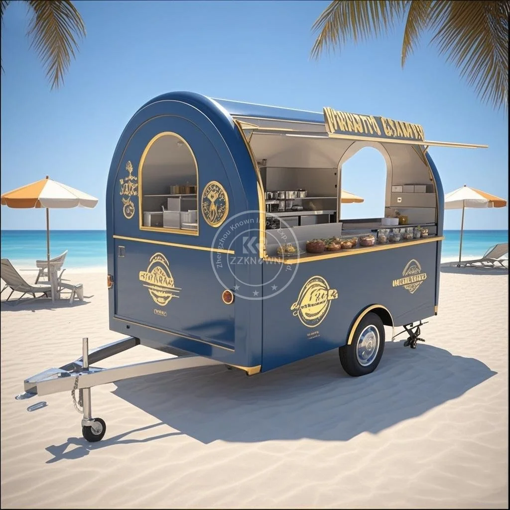 

Fast Food Truck Concession Coffee Trailer Van Mobile Kitchen With Fully Equipments Snack Fast Food Trailer