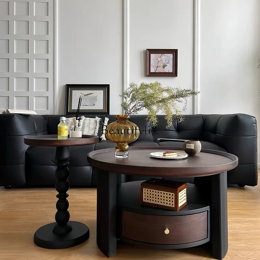 

54Medieval style solid wood coffee table living room household small apartment modern simple style