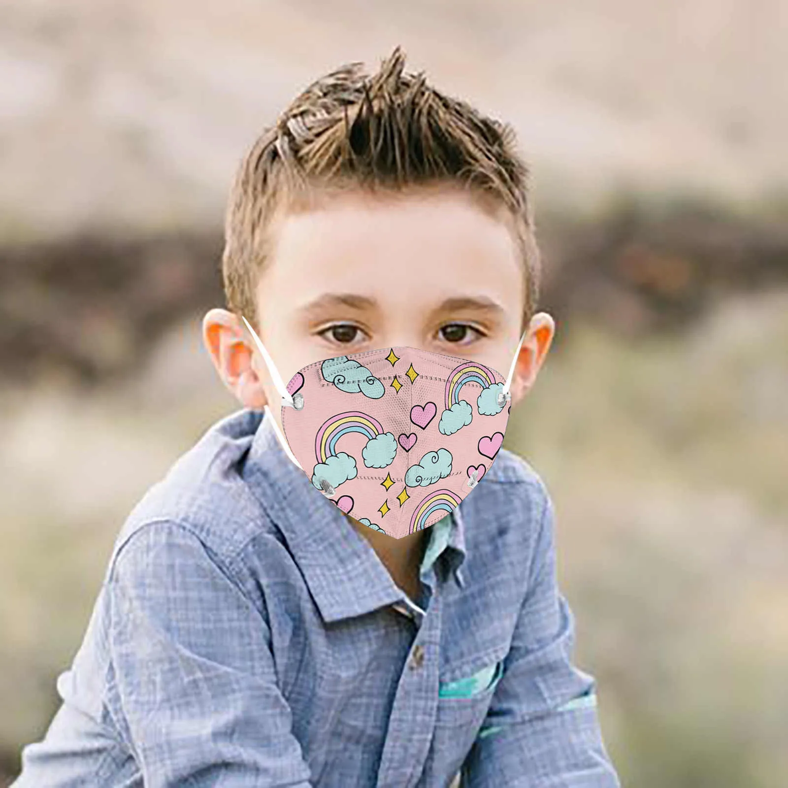 

50pcs Kids Printed Disposable Mask Cartoon Pattern Outdoor Prevention Fish Shaped Mask Breathable Comfy Elastic Ear Hook Masks