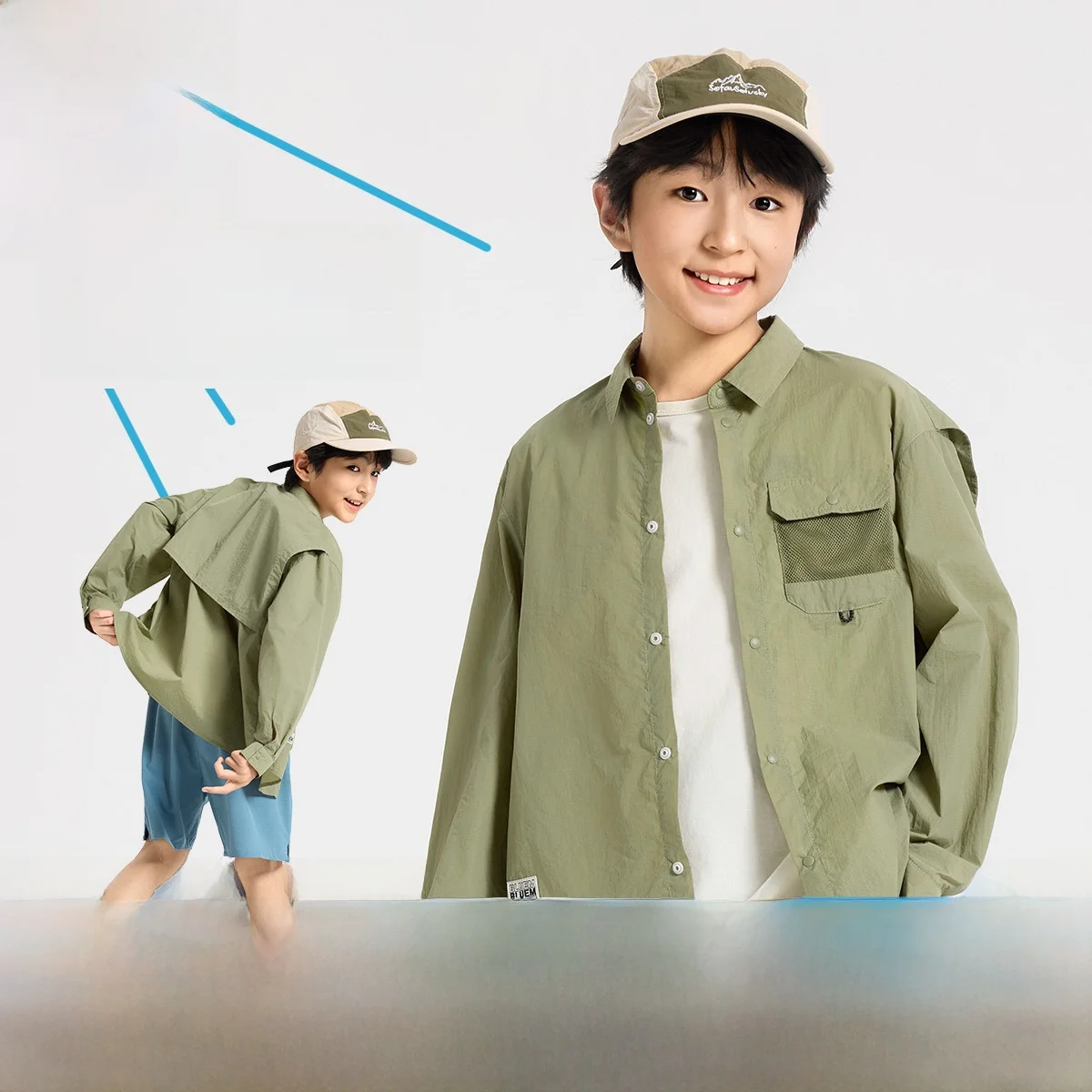 

Boys' Long Sleeve Sun Protection Shirt Summer Lightweight Outerwear Teenage Children's Clothing Big Kids' Fashion Korean Style
