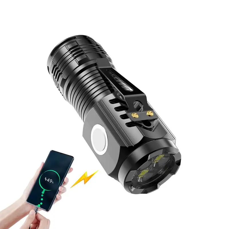 LED Flashlight Camping Torch Mini Rechargeable Water Resistances Flashlight Built In Magnet Portable Toggle Clip Tactical Torch