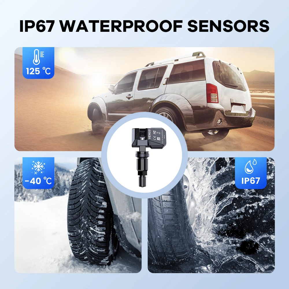 MUCAR VENU 5 Car Tire Pressure Sensor 315MHz/433MHz  4pcs TPMS Tire Pressure Monitor Sensor IP67 Waterproof view 3
