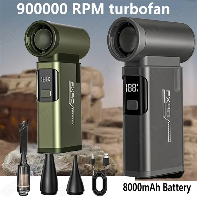 【Venta rápida】ventilador Turbo Jet de mano de aluminio, ventilador de aire de alta potencia de 900000RPM, vientos fuertes, aspiradora con Motor sin escobillas de 55 M/S