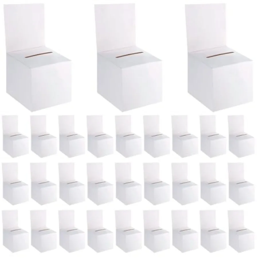 

48 Pack Raffle Boxes Ballot Box Suggestion Box with Slot 6 x 6 x 6 Inch Cardboard Raffle Boxes with Slot for Ticket and Removab