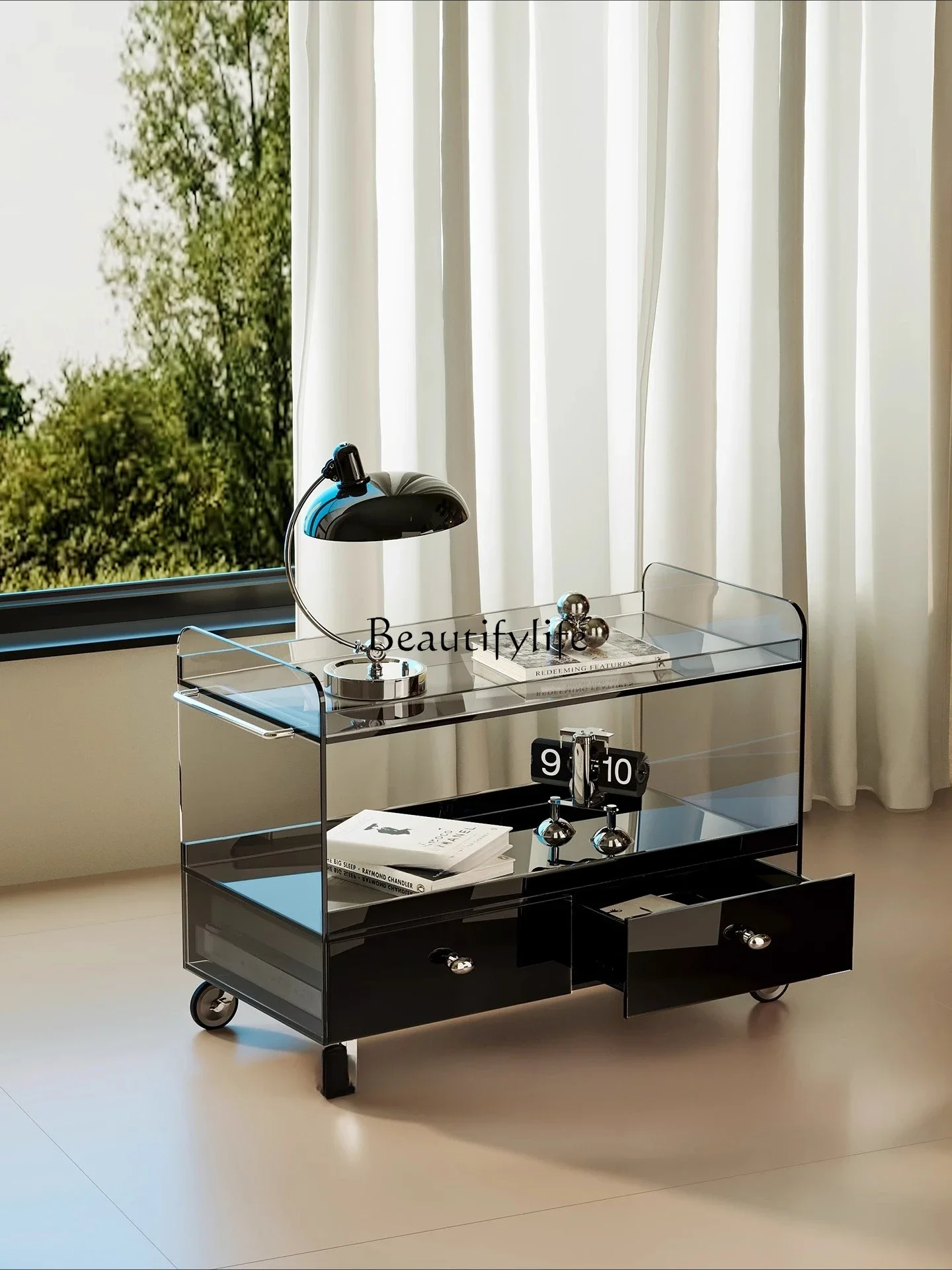 

FG10*Living room movable cart side few high-end light luxury storage side cabinet drawer type