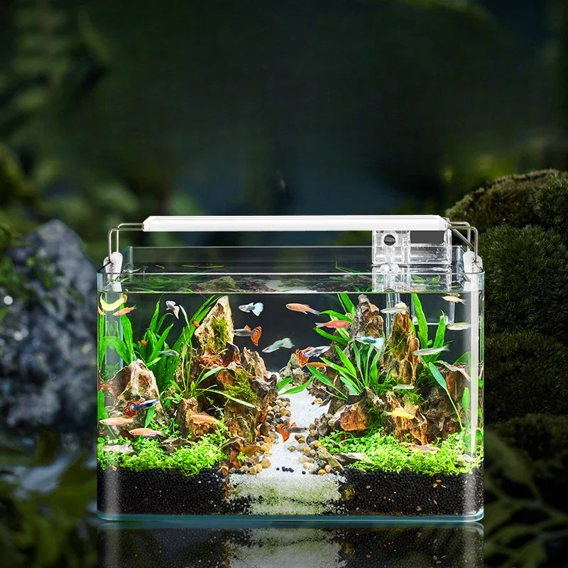 Nordic Ecology Fish Tank Desktop Living Room Aquatic Pet Supplies Decoration Cobble Fish Tank Landscaping Aquarium Pour Aquarium